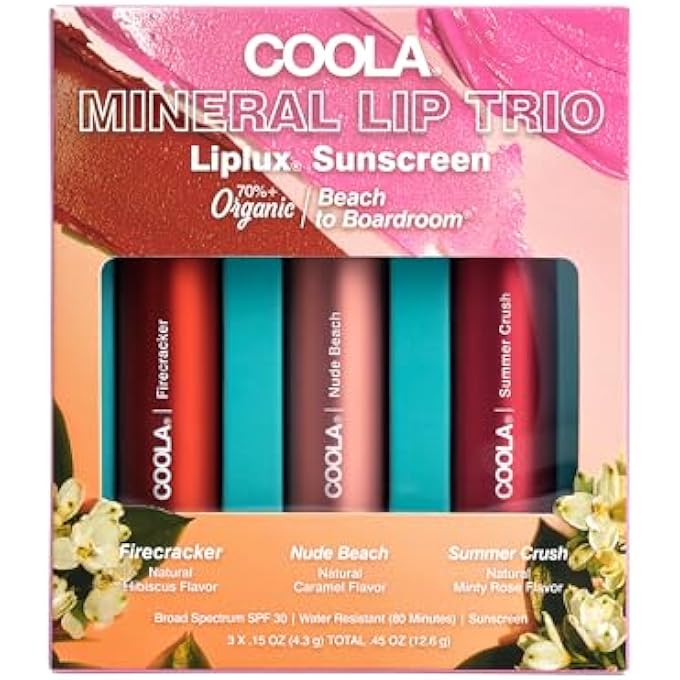 COOLA ORGANIC TINTED LIP BALM & MINERAL SUNSCREEN WITH SPF 30, DERMATOLOGIST TESTED LIP CARE FOR DAILY PROTECTION, VEGAN, VARIETY PACK, 0.15 OZ EACH - Image 1